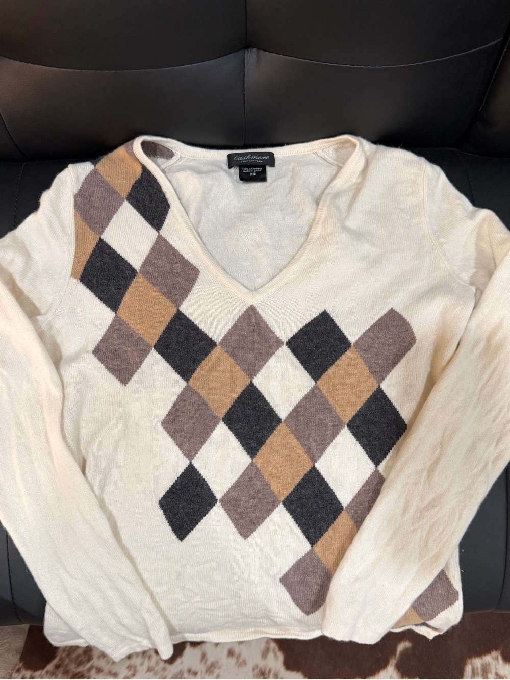 Lord & Taylor Cashmere Argyle Sweater
